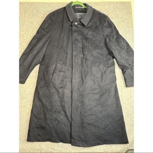 Vintage Steinbock Trench Coat Men Size 64 Black Wool Long Sleeve Vented Collared